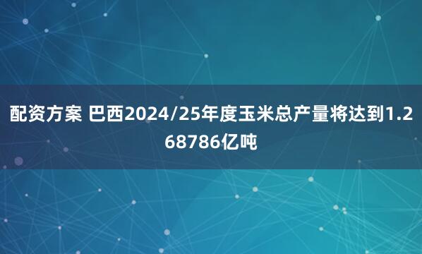 配资方案 巴西2024/25年度玉米总产量将达到1.268786亿吨